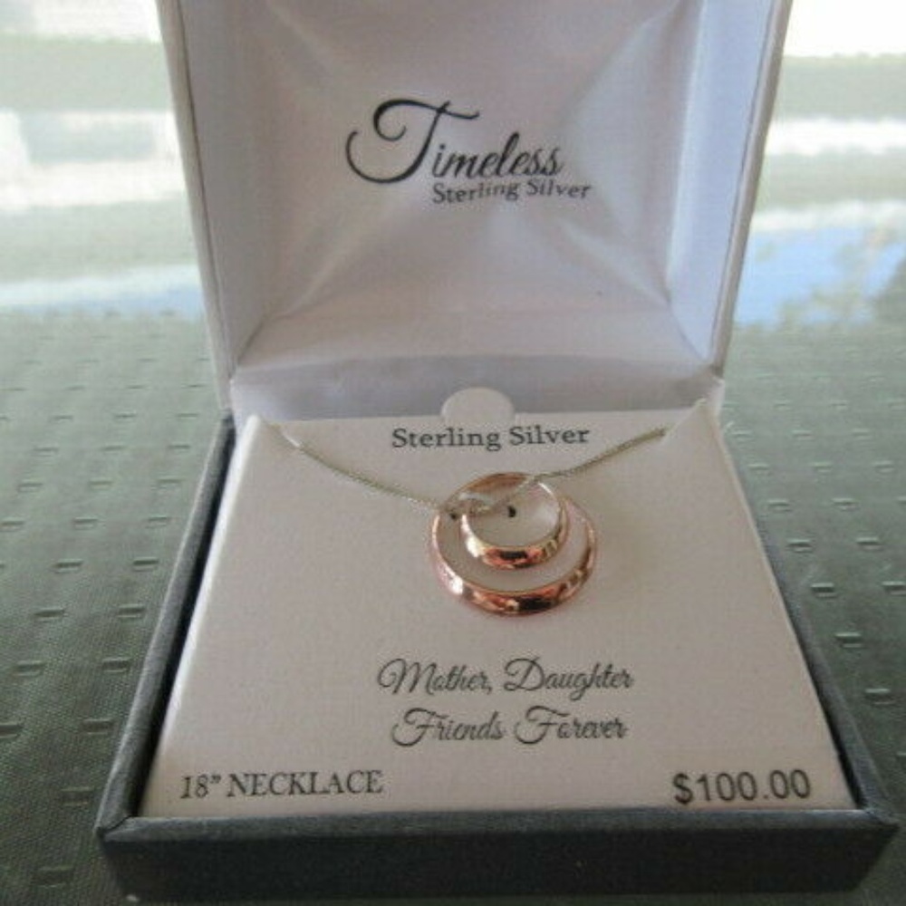 Sterling Silver 18′ Double Round Necklace “Timeles - Picture 2 of 4